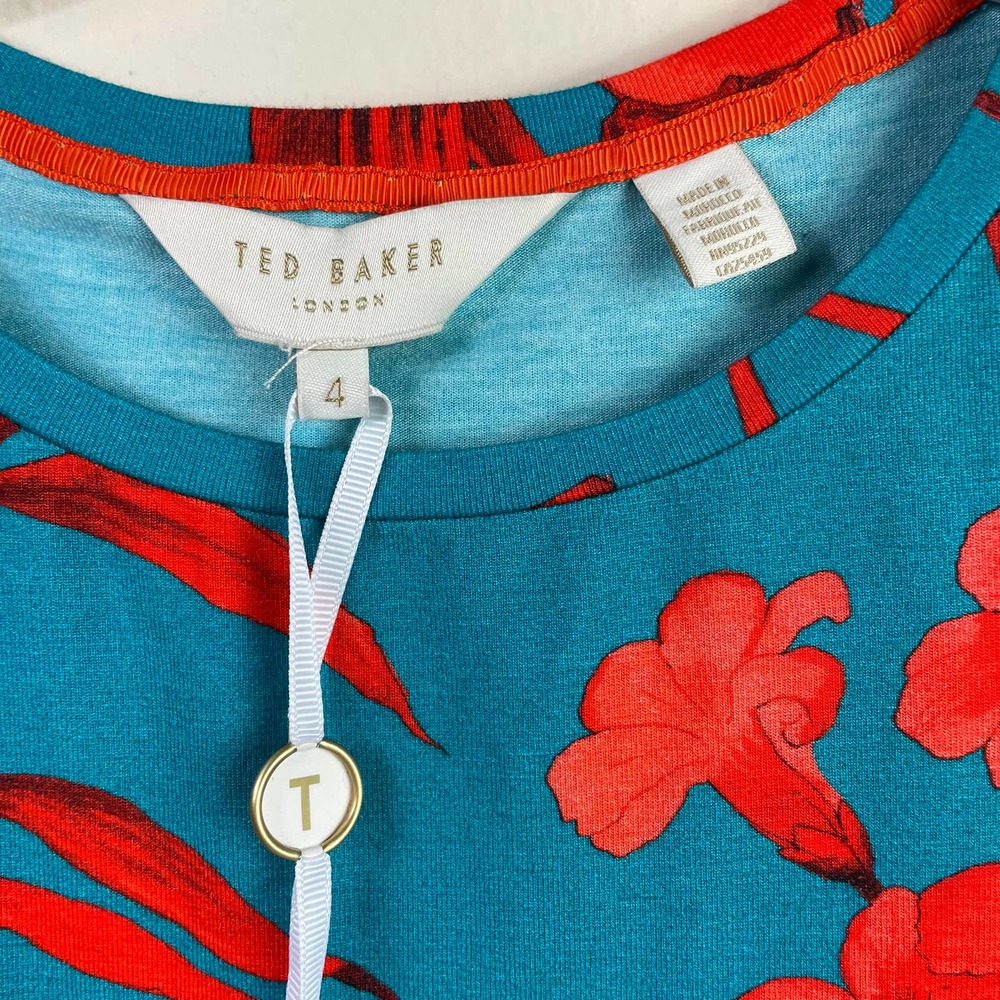 NWT Ted Baker Fantasia Fitted Tee Turquoise Size 4 - Picture 6 of 12